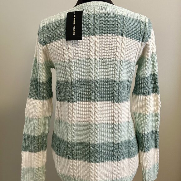 JEANNE PIERRE SMALL HEMLOCK (GREEN CREAM STRIPE) SWEATER - Picture 3 of 3
